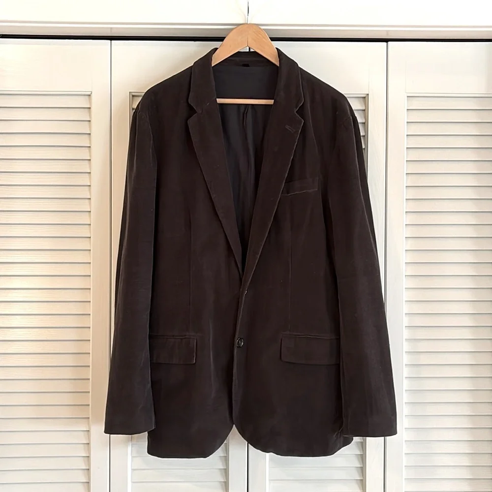 J. Crew Charcoal Gray Cotton Corduroy Blazer Two Button Lined Men’s Size Large